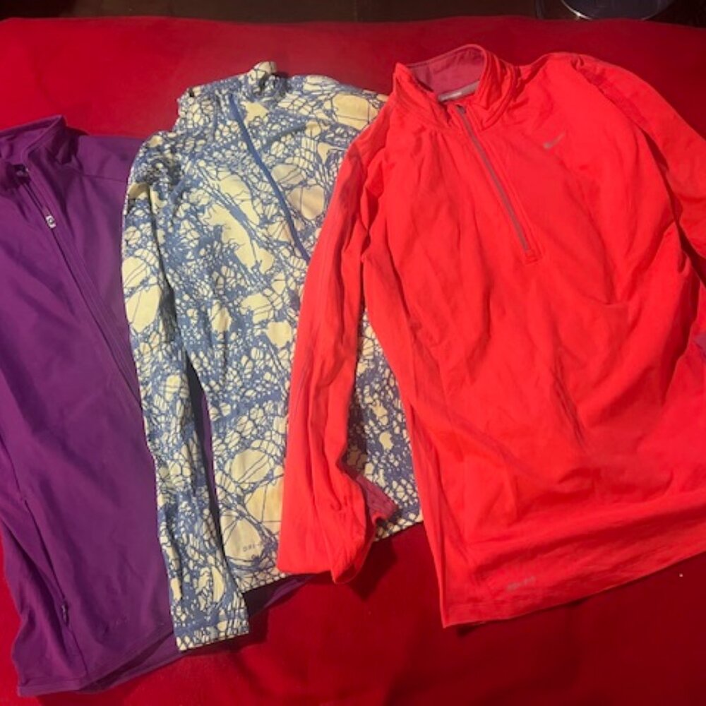 Lot of 3 Nike Women’s Running Half-Zip Pullover Tops Size M & L – Excellent Cond